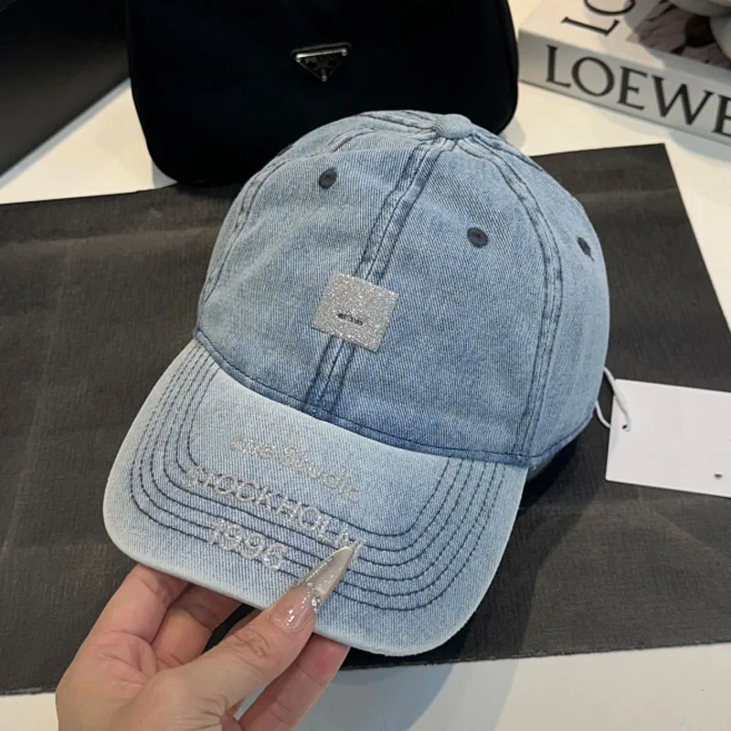 

Модная джинсовая бейсболка для женщин и мужчин, однотонная регулируемая уличная солнцезащитная кепка в стиле панк, хип-хоп, папа, дальнобойщик, хвостик, кепки