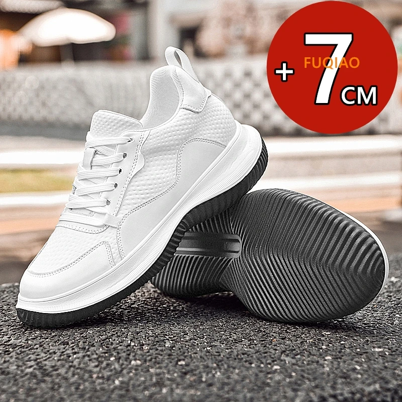 

Men's Height Increase Shoes 7cm Genuine Leather Casual Sports Elevator Sneakers Lightweight Breathable Non-Slip Comfortable Shoe
