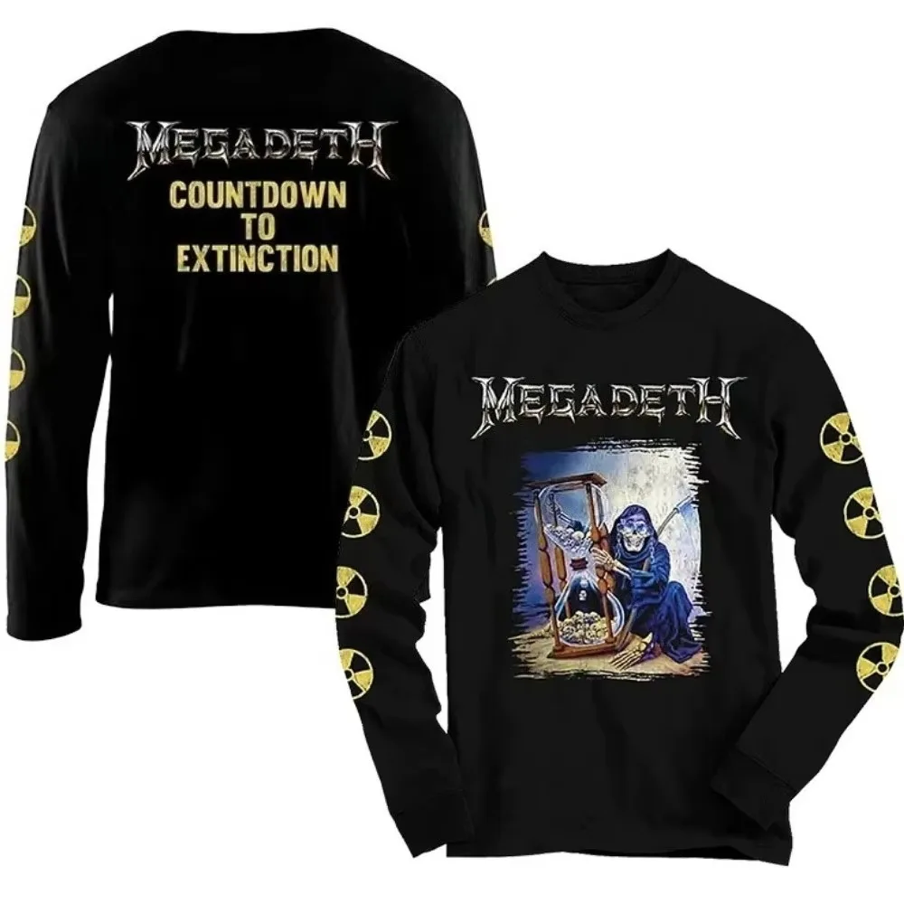 3D-gedrucktes Unisex-Langarm-T-Shirt, Megadeth Punk Metal Rock Band Shirt, Herbstmode, amerikanische Streetwear, Retro-Freizeit-Oberteil – Detail 5