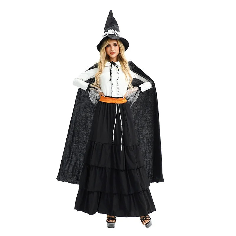 할로윈 마법의 로브 마녀 의상 롱 스커트 무대 공연 망토 어깨 커버 여성용 마법사 의상