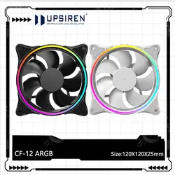 UPSIREN CF-12 5V 3Pin ARGB and 4Pin PWM High performance mute cooling Halo light effect 12cm Case fan