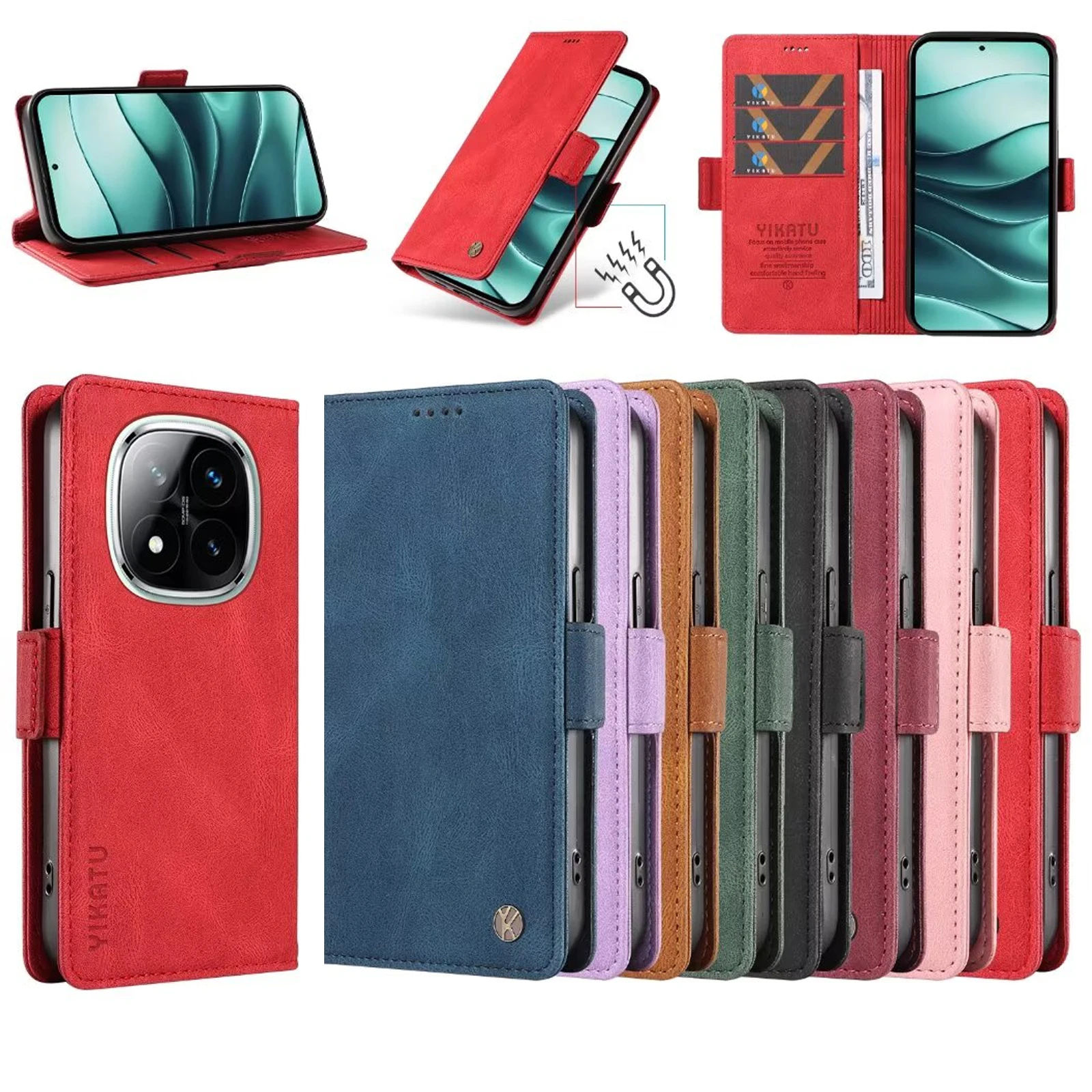 

Wallet Card Stand Leather Case For Xiaomi Redmi Note 11 Pro Plus 5G 11S 10 4G 10T 10S K70 Ultra K60 K50i K40S K40 A4 A3 A1 Cover