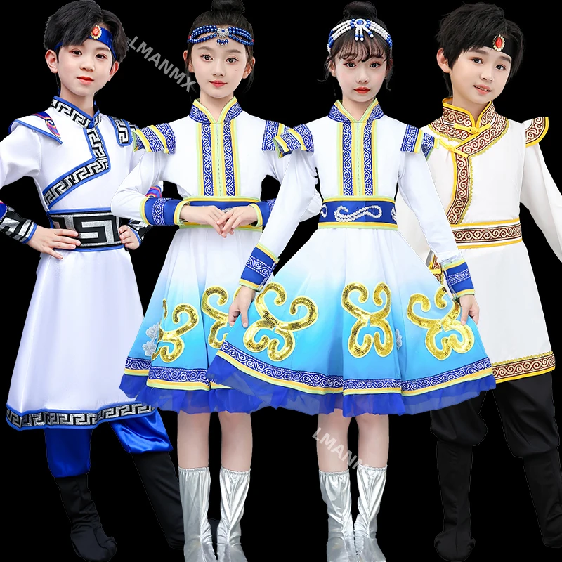 Children's Mongolian clothing, grassland Mongolian clothing, performance clothing, dress set