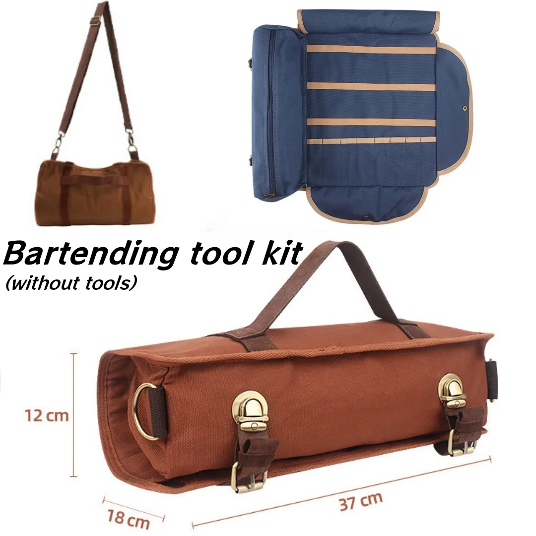 Bartender Portable Multifunctional Kit Bag Canvas Tool Bag Professional Cocktail Mixer Bag Cocktail Shaker Wine Set With Buckle