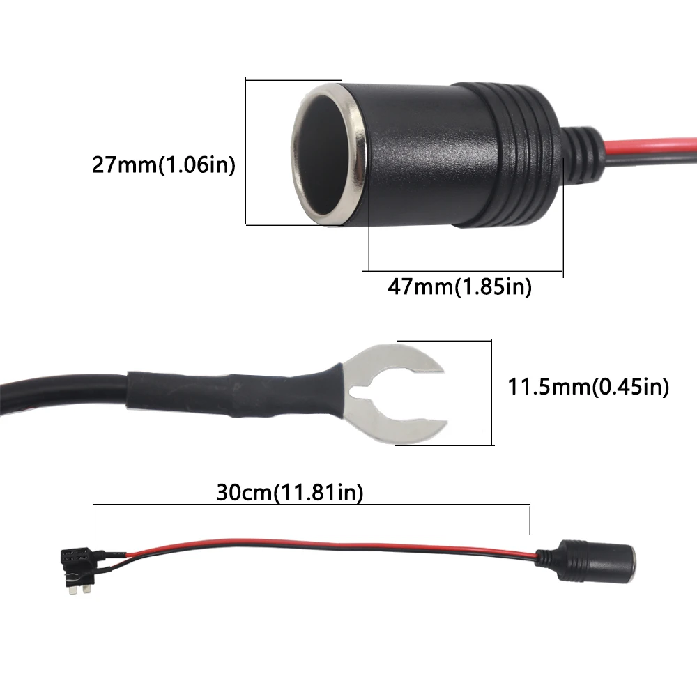 【1Set】Universal Car Cigarette Lighter Female Socket Small Mini Medium Car Circuit Fuse Box Collector Charger Cable