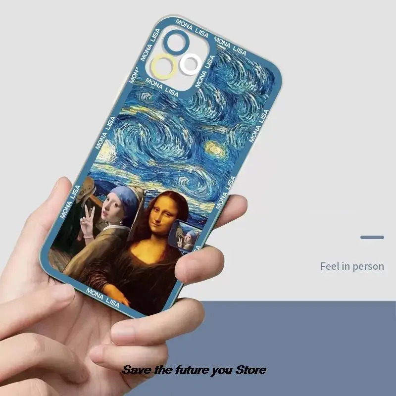 Great Art Aesthetic David Mona Lisa custodia per telefono per iPhone 13 12 11 14 15 16 Pro Max XSMax XR X 16Plus custodia morbida in TPU trasparente