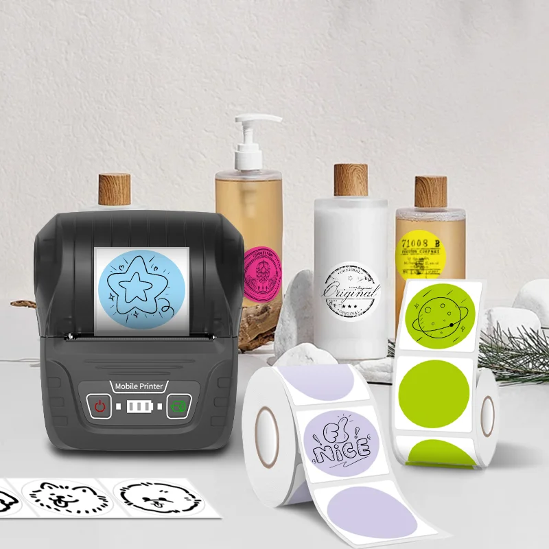 6 Rolls Circular Color Label Thermal Paper Sticker Used for P50 KAYSION Phomemo Portable Printer 30mm Waterproof Adhesive Label