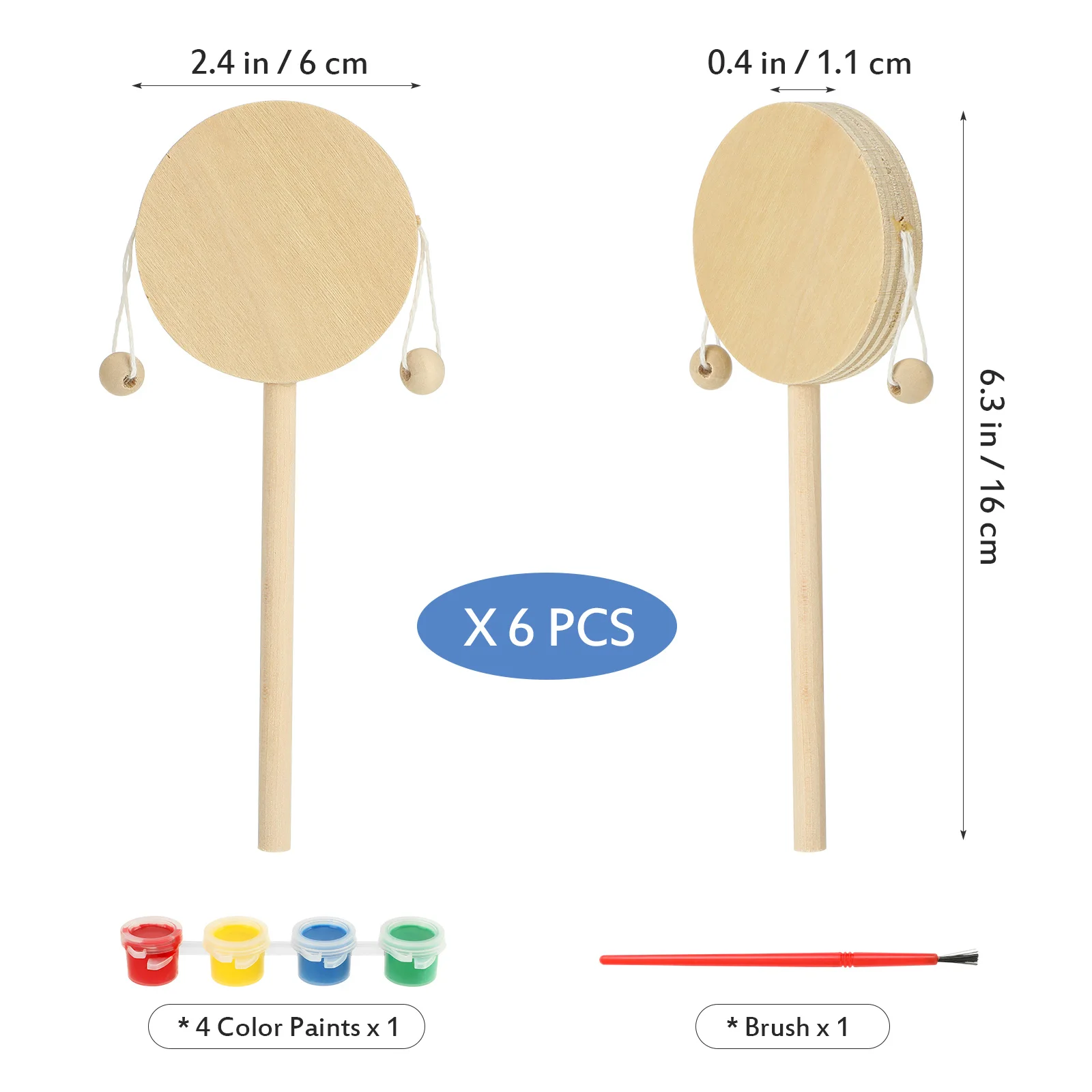 1 комплект, деревянный барабан-погремушка, незавершенный DIY рисунок, ремесло для детей, ручной барабан, обучающая погремушка для координации рук ребенка