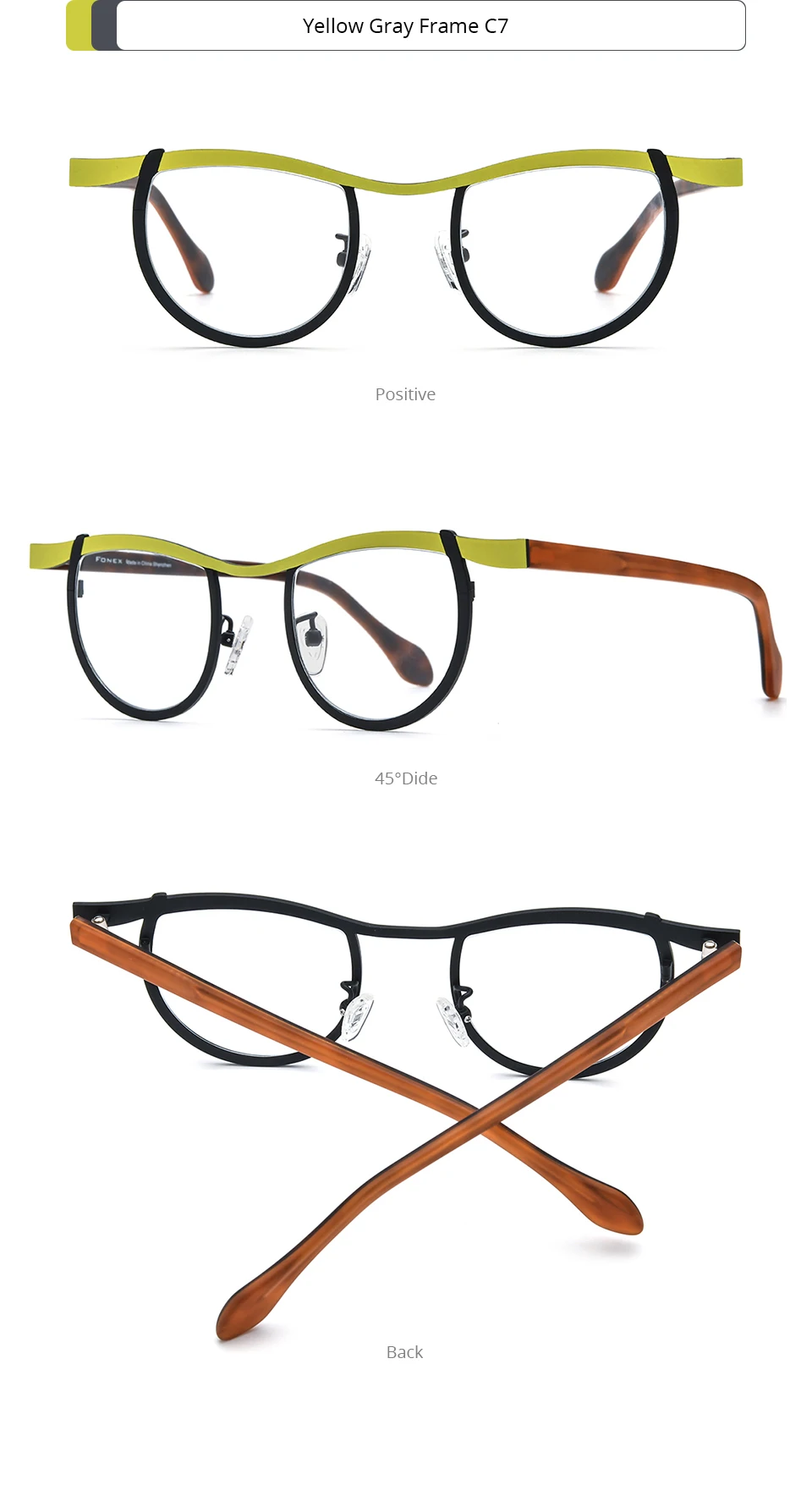 FONEX Acetat Titan Brille Rahmen Männer Neue Marke Design Quadratische Brillen Frauen Brille Hohe Qualität Japanische Brillen 85884 – Detail 13