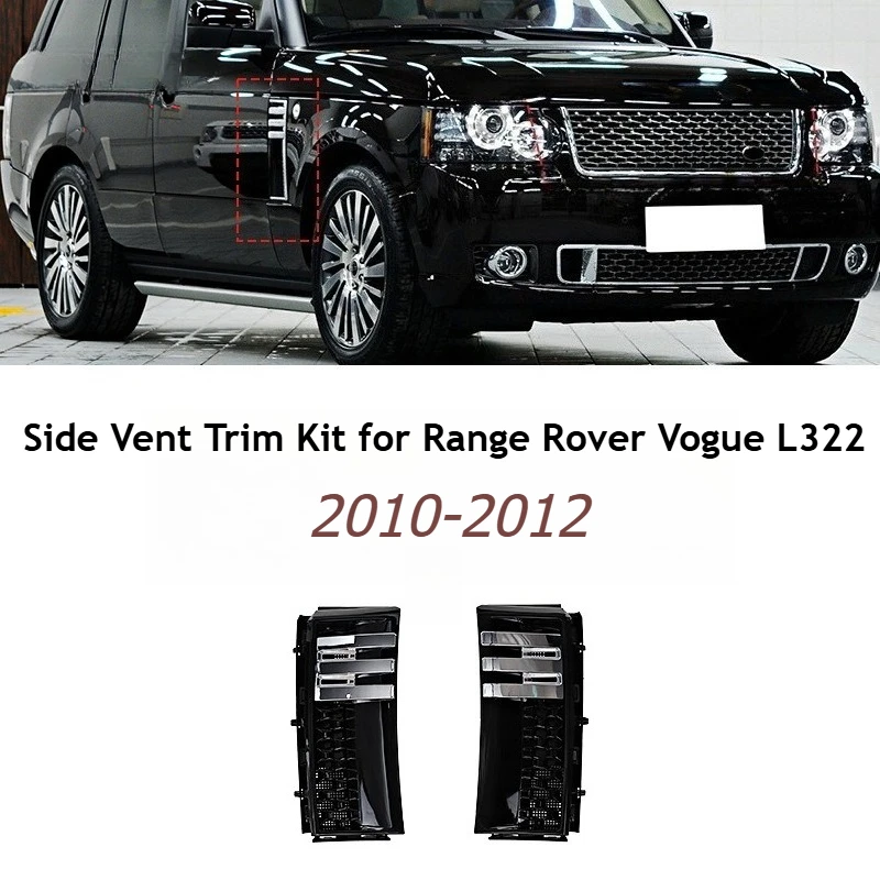 

Side Air Vent Decorative Strip Set for 2010 2011 2012 Range Rover Vogue L322 Chrome Black Trim Kit Exterior Styling Accessories
