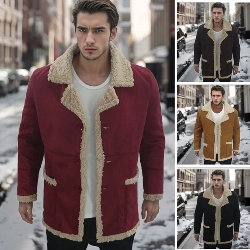 

Independent Station Autumn and Winter Popular Single Fur Integrated Thickened Coat Faux Fur Men's Coat Jacket