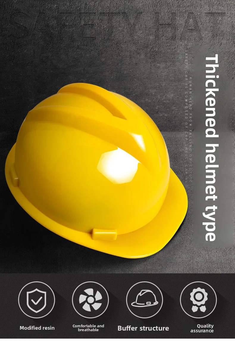 Safety Helmet V-shaped Breathable Site Protective Work Cap ABS Construction Engineer Adjustable Hard Hat Resistance Anti-Impact
