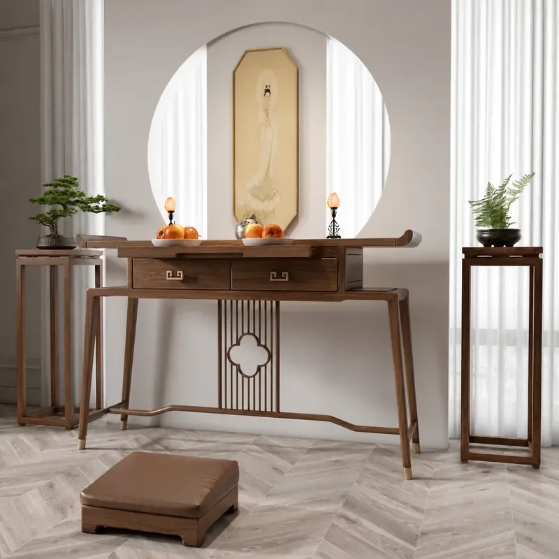 Black walnut table incense table household living room incense table modern simple table Buddha table new Chinese temple