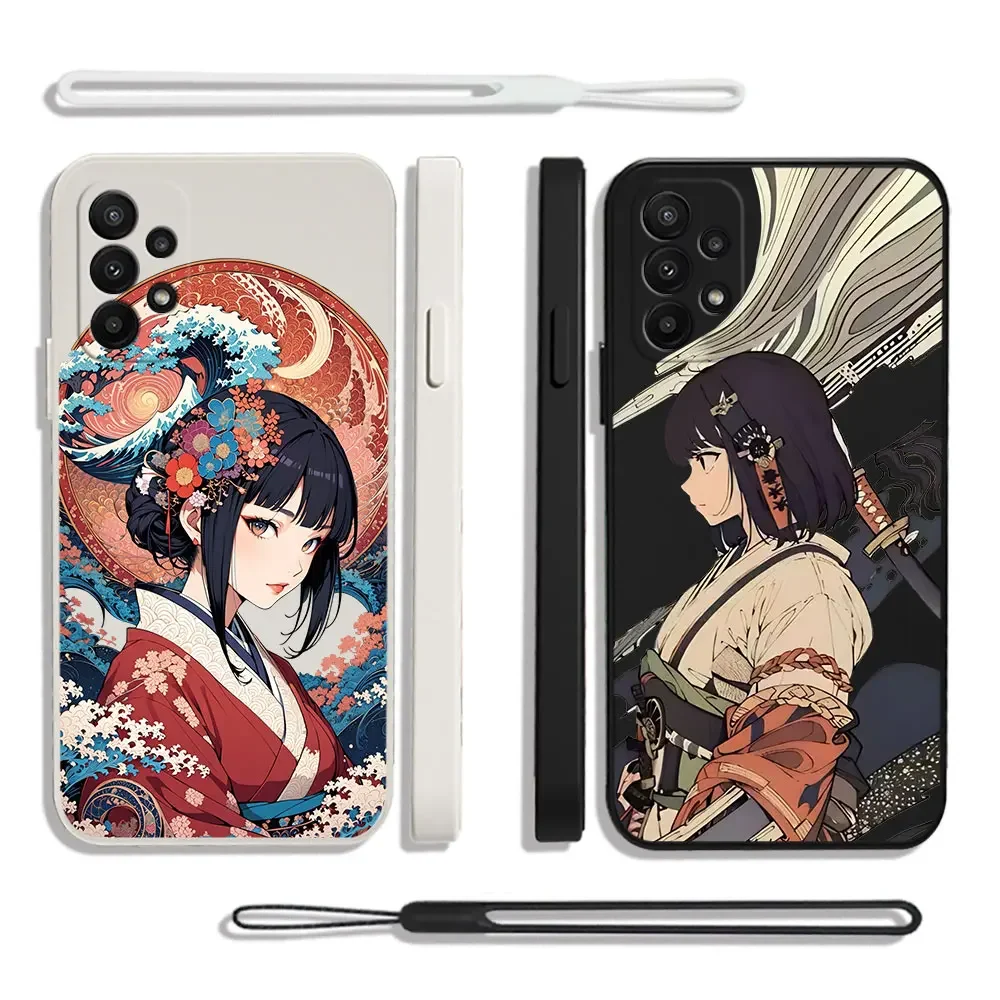 Ukiyo-e Japanese Style Art Girl Phone Case For Samsung Galaxy S24 S23 S22 S21 S20 S10 S9 Note 20 Ultra Plus Pro FE 4G 5G Cover