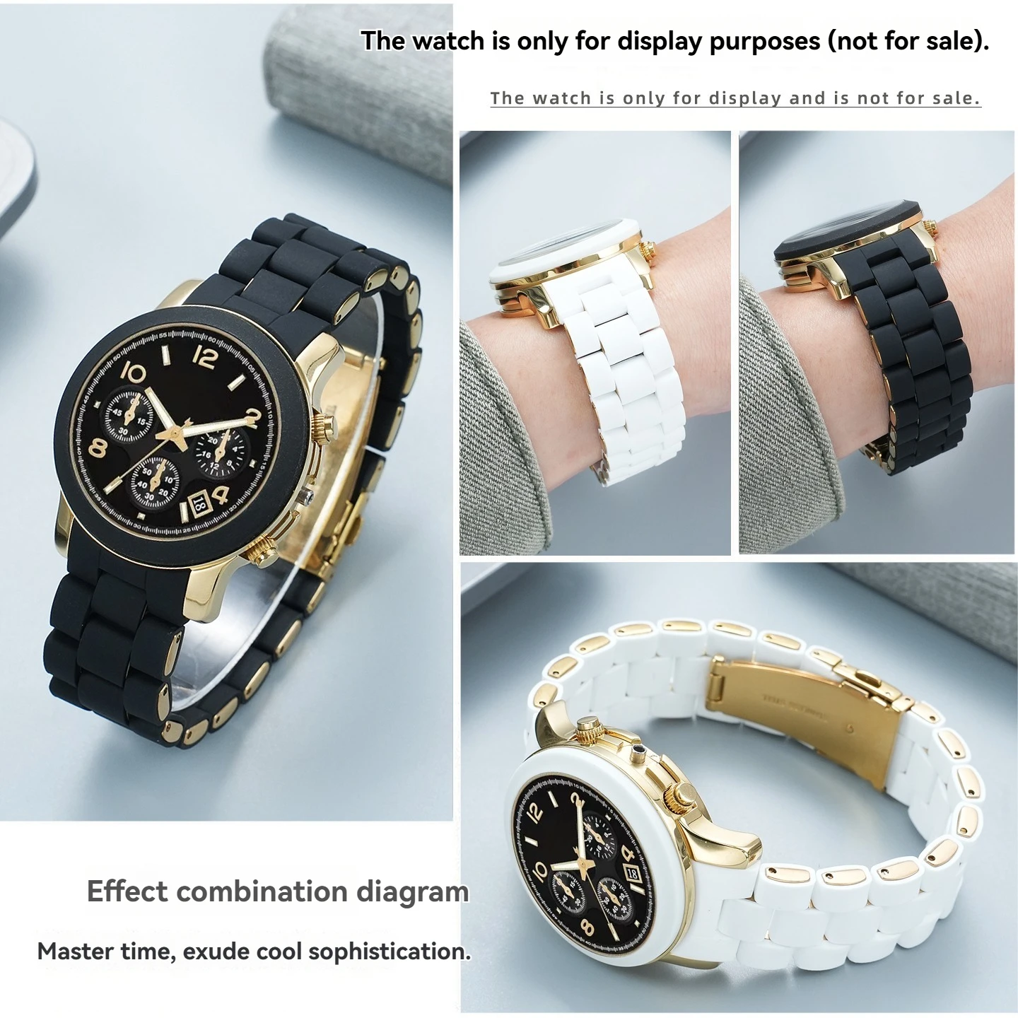 20mm Watch Band for Michael Kors MK5159 MK5154 Rubber Coated Steel Curved End Watch Strap
