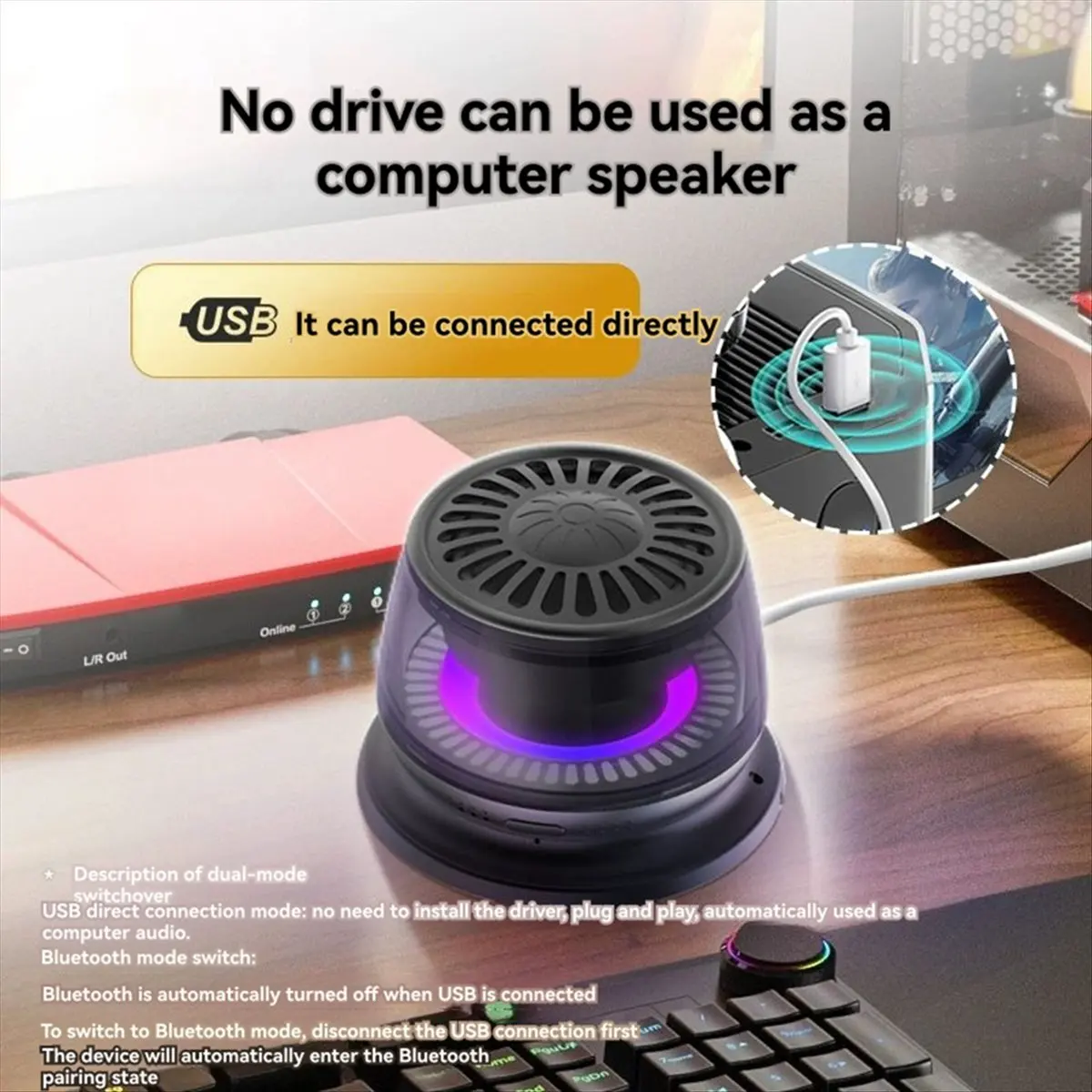 【A19R】Wireless Bluetooth Speaker Magnetic Bracket Portable High-Sound Quality Interconnected LED Color Light Mini Speaker