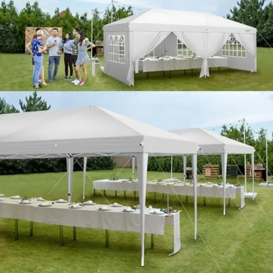 10x20 Feet Pop Up  Tent with 6 Sidewalls with Carry Bag Outdoor Gazebo Shelter Patio Event Tent Outdoor  Commercial