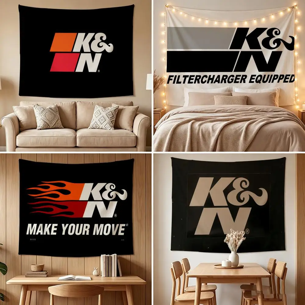 K-K&N E-Engineering Tapestry Custom Living Bedroom Party Dormitory Interior Wall Bohemian Decoration Attached Clip