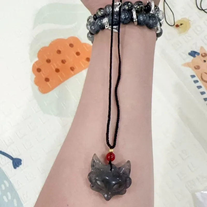 Chinese Style Fox Mask Woven Guardian Pendant Necklace Resin Handmade Rope Necklace Ethnic Vintage Jewelry Accessories for Women - view 5
