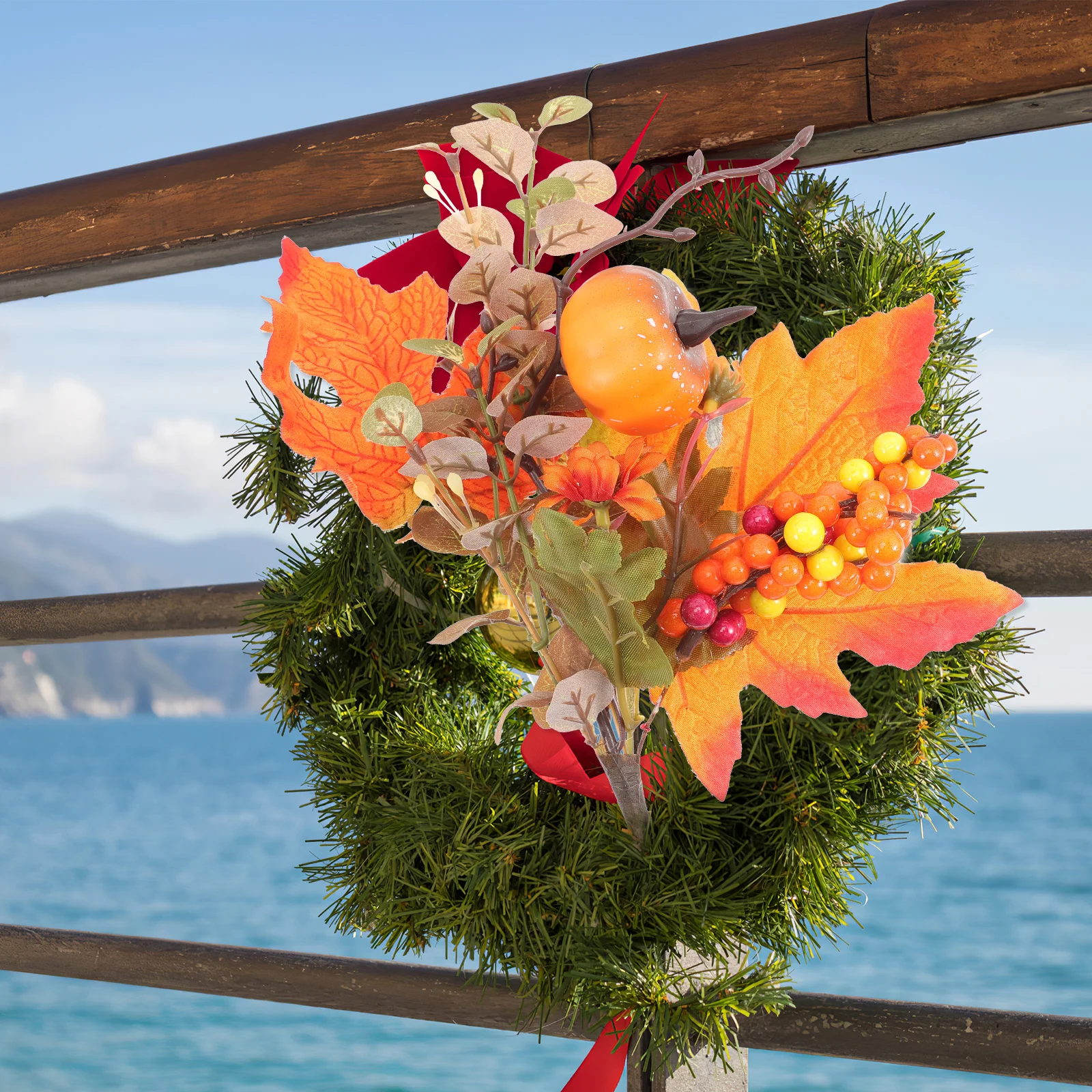 

Faux Maple Leaves Branch Fall Decoration Artificial Twig Stem For Thanksgiving Halloween Autumn Home Decor Flower