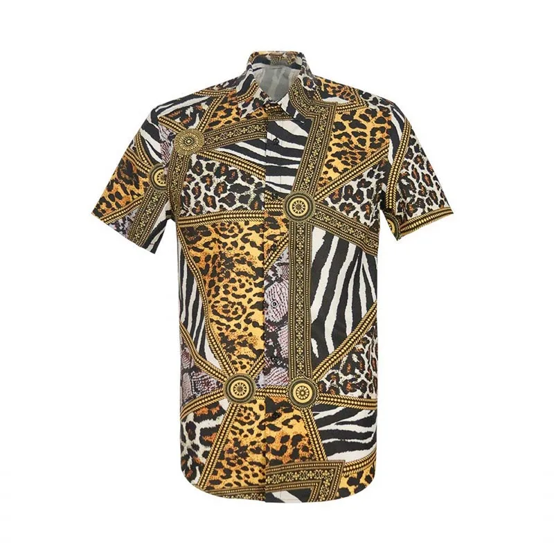 Men\'s Leopard 3D Printed Shirts For Men Short Sleeve Button Down Casual Shirt Ropa Hombre New Mens Blouses Clothing Quality Tops