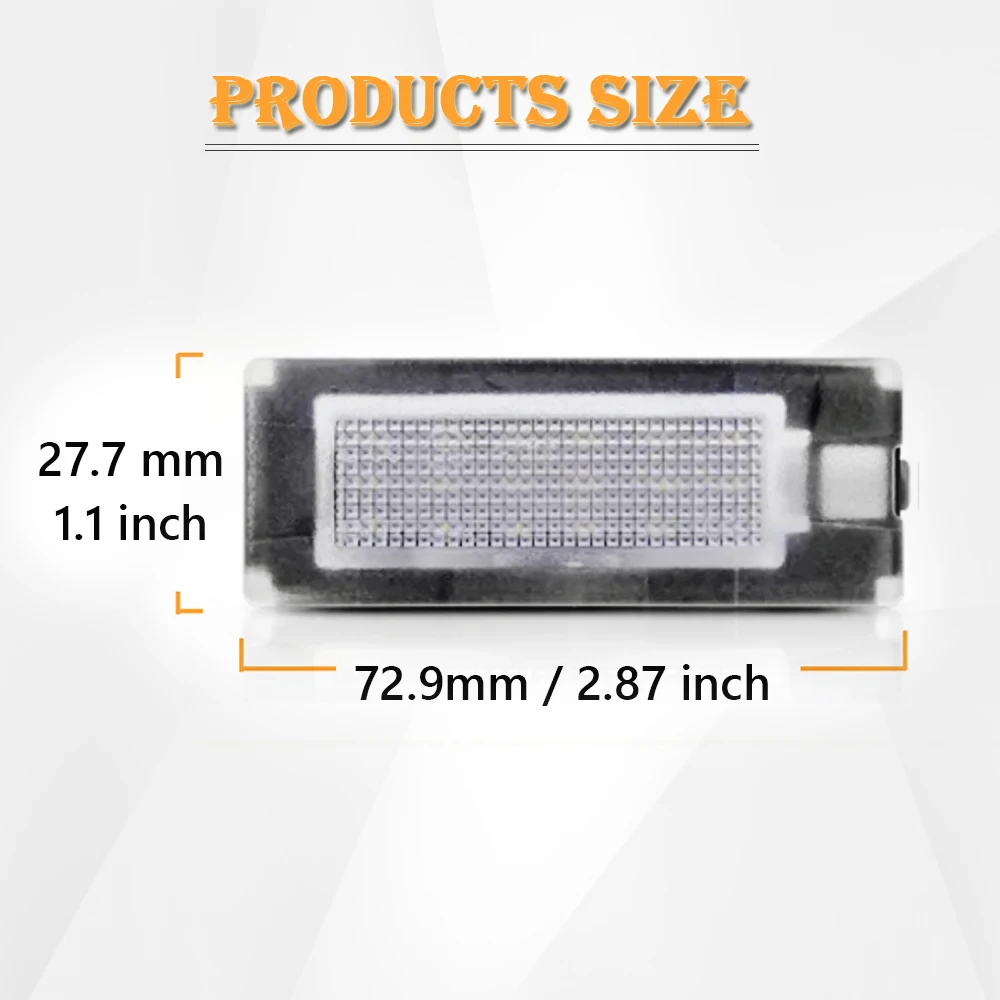 2x 18SMD LED License Plate Lights No Error For Fiat Ducato Bus Box 2006-2020 Peugeot Boxer Bus  Lancia Ypsilon MK2 Musa 6000K