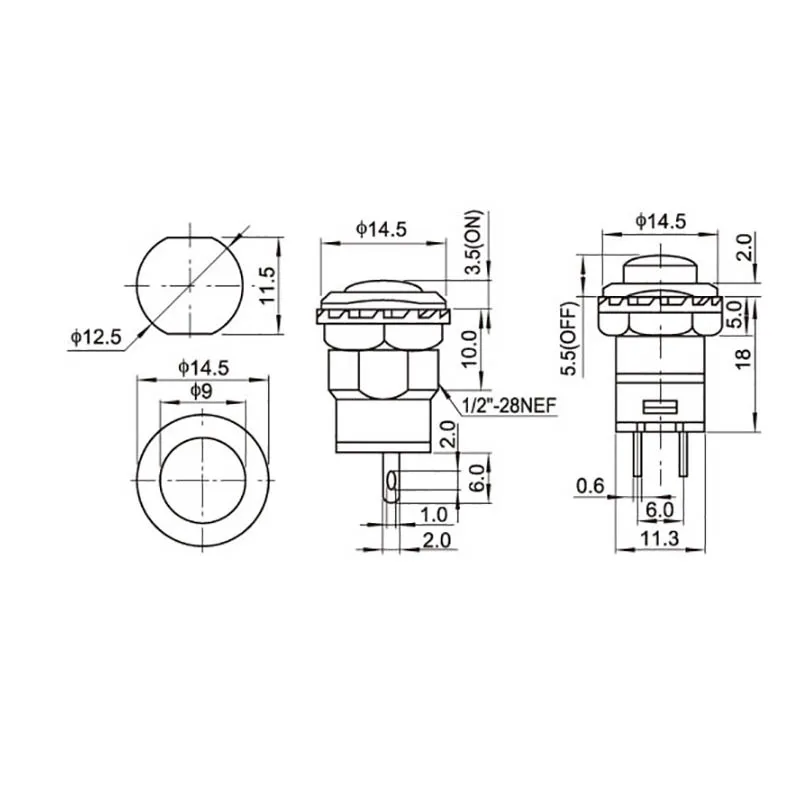 6pcs Self-Lock /Momentary Pushbutton Switches DS427 DS428 12mm OFF- ON Push Button Switch 3A /125VAC 1.5A/250VAC DS-427 DS-428