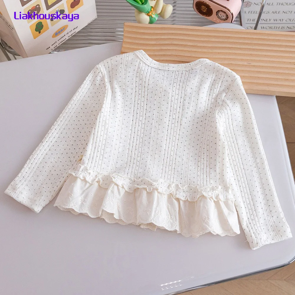 New Spring Autumn Princess Baby Girl Cardigan Patchwork O Neck Long Sleeve Knit Coat Soft Cotton Base Layer Tops Infant Toddler