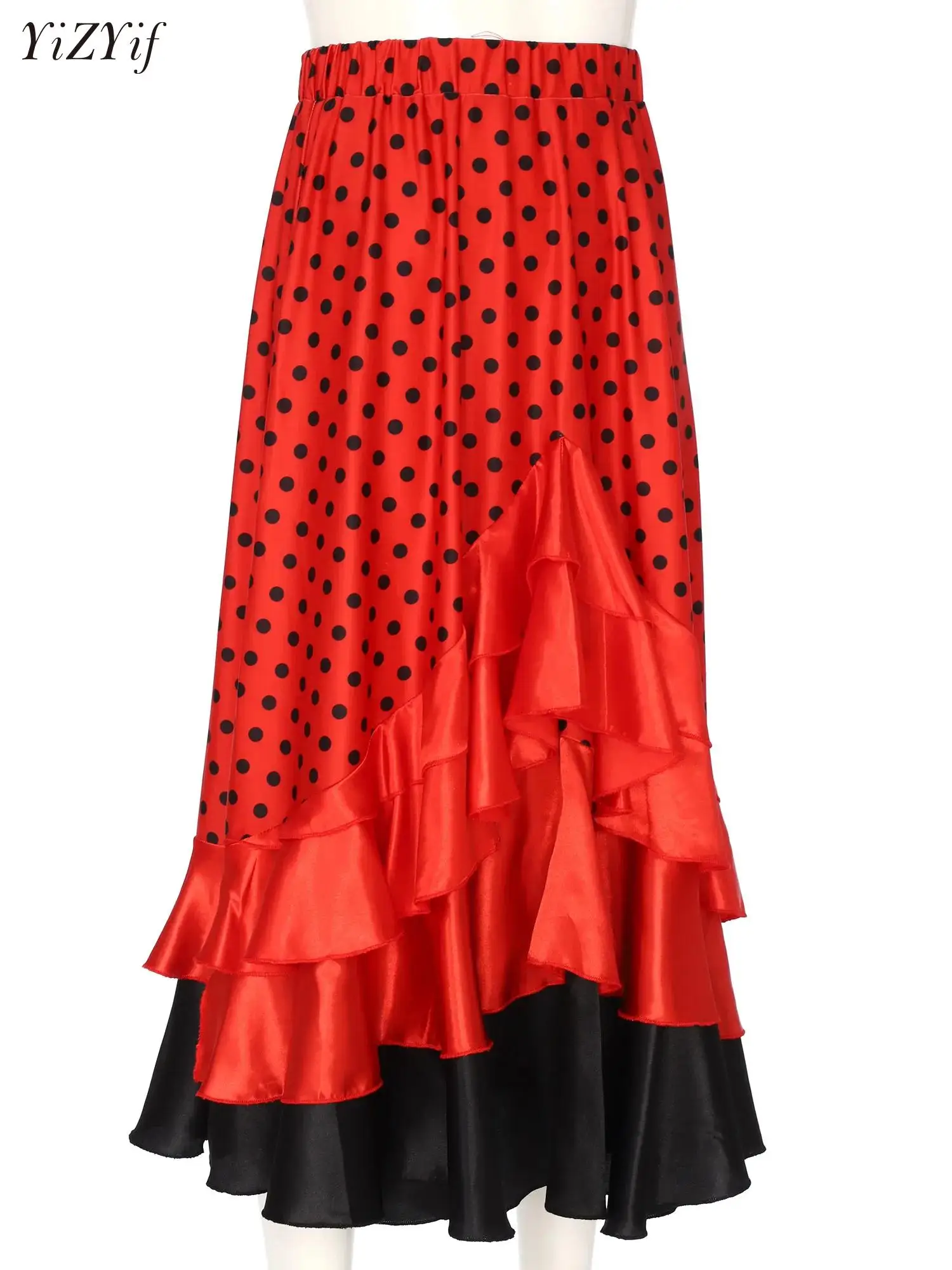 Spanish Costume Girl Long Flamenco Style Dress Ballroom Skirt for Girls Child  Polka-Dot Dance Dresses Costumes for Kids Clothes