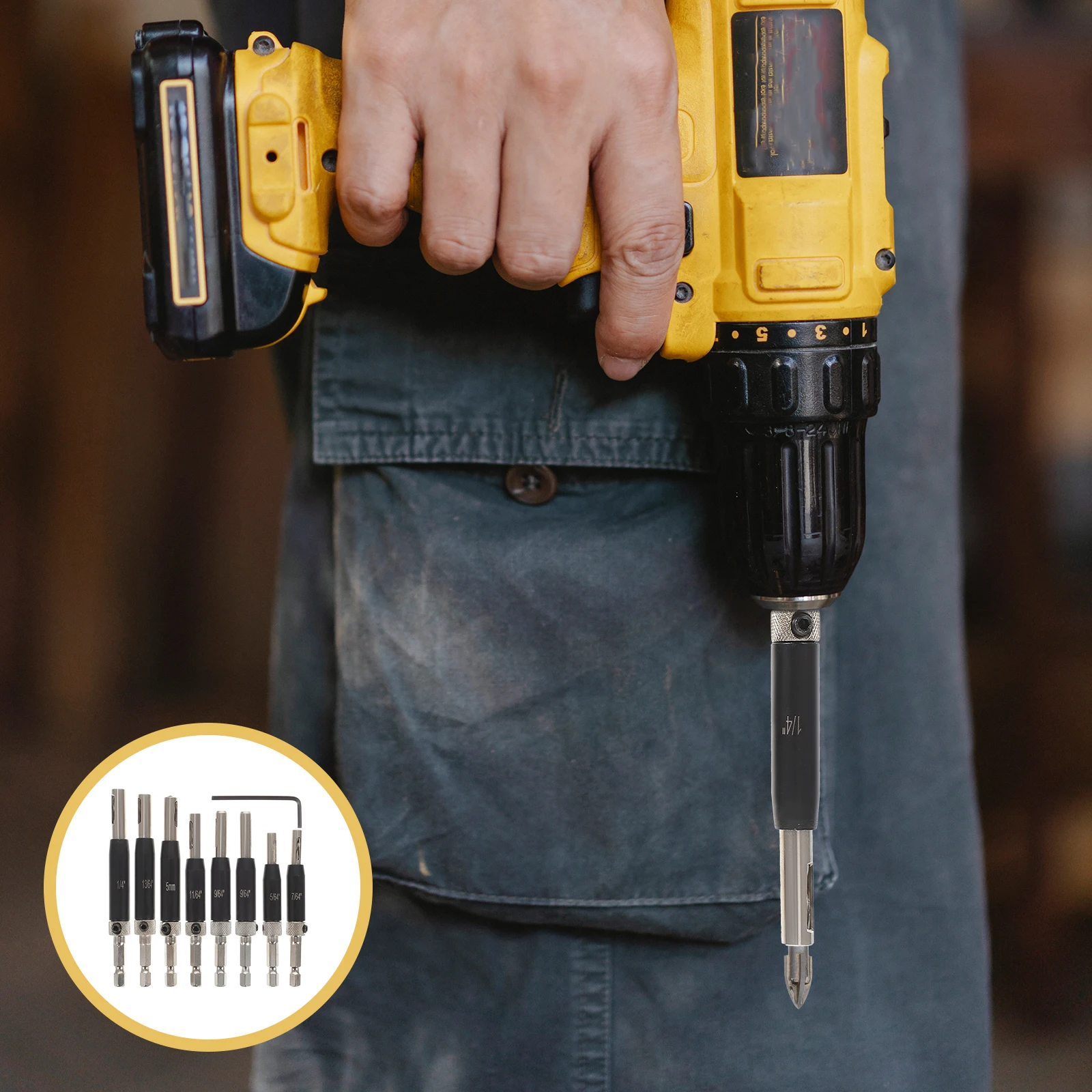 

8 Pieces Hinge Drill Bit Set 5 64'' 1 4'' Self Centering Woodworking Tools for Door Window Cabinet Installation