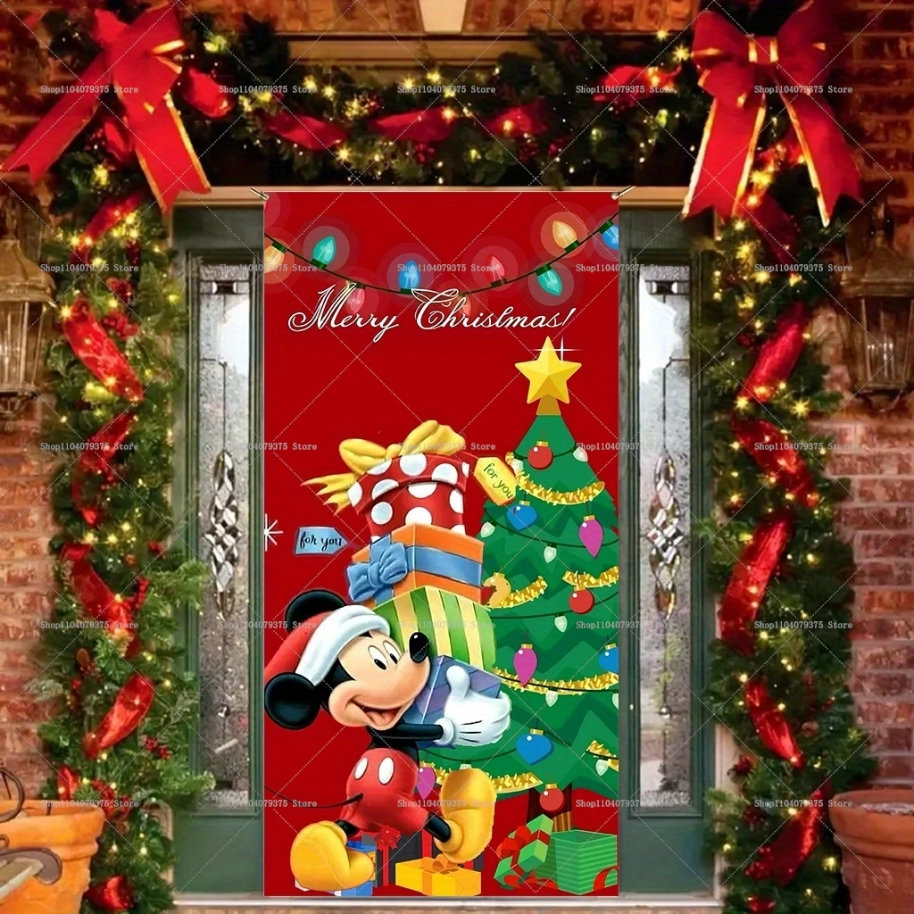 Disney Mickey Party Door Decoration Door Cover Banner Christmas Gift Photography Background Indoor And Outdoor Porch Decoration