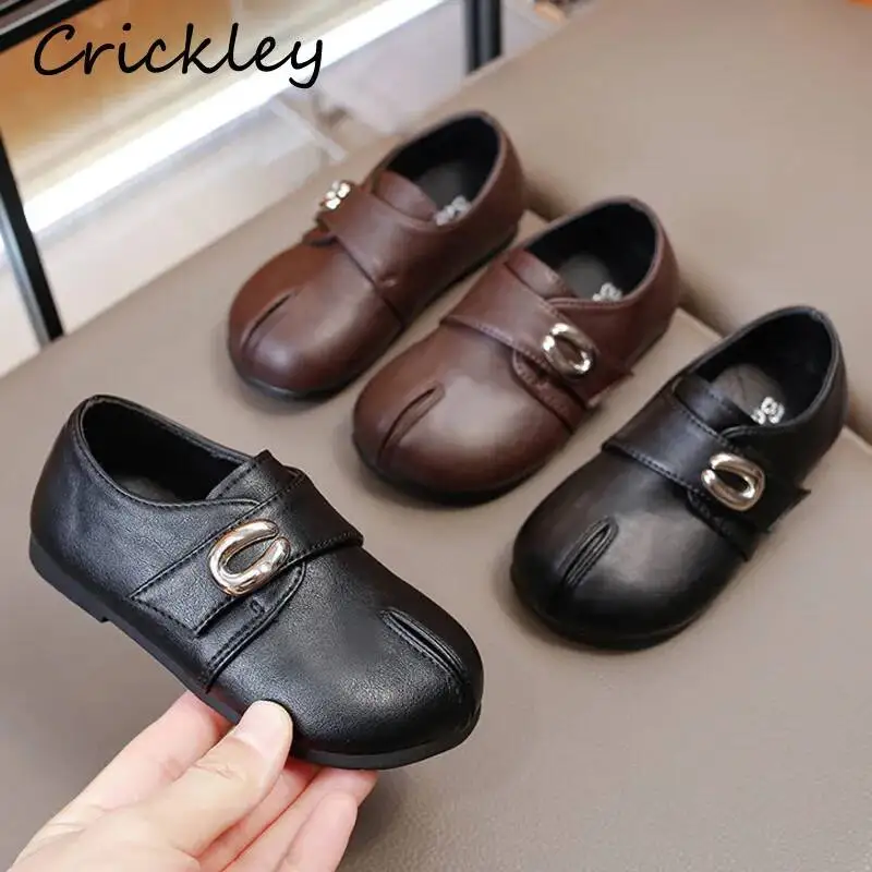 Spring Autumn Solid Children Flats Shoes Fashion Boys Girls PU Leather Shoes Soft Bottom Non Slip Kids Casual Shoes