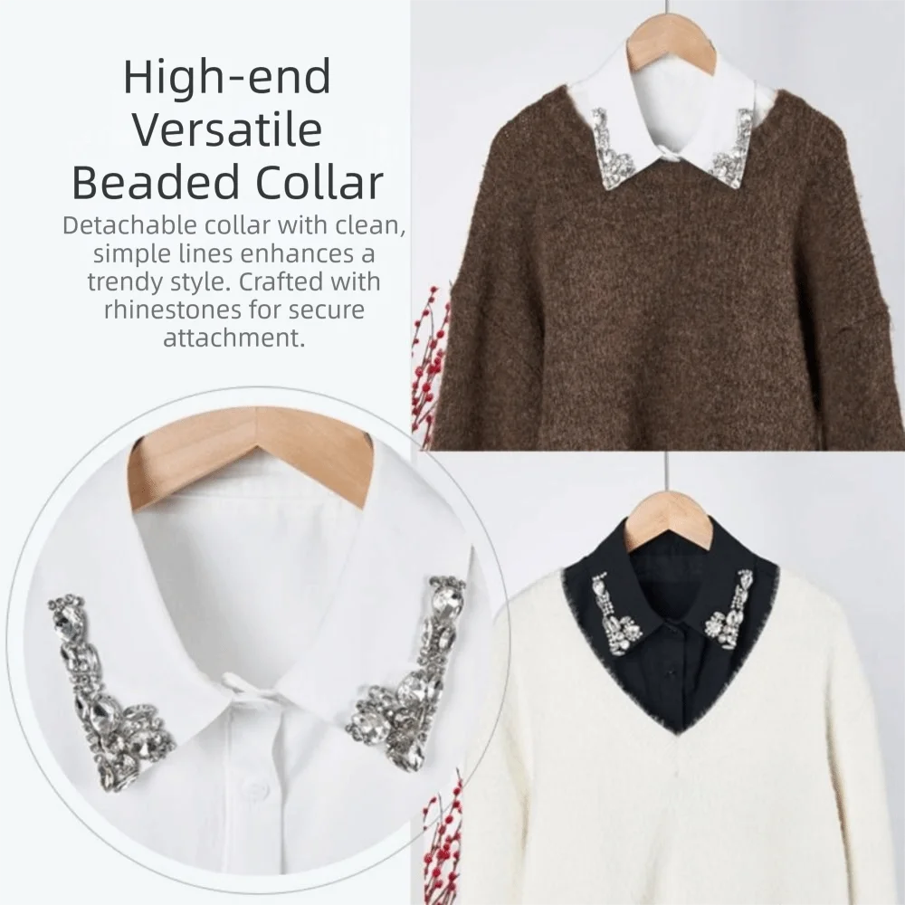 Korean Fashion Fake Collar Rhinestones Elegant False Shirt Collar Lace Classic Detachable Collar Blouses Matching