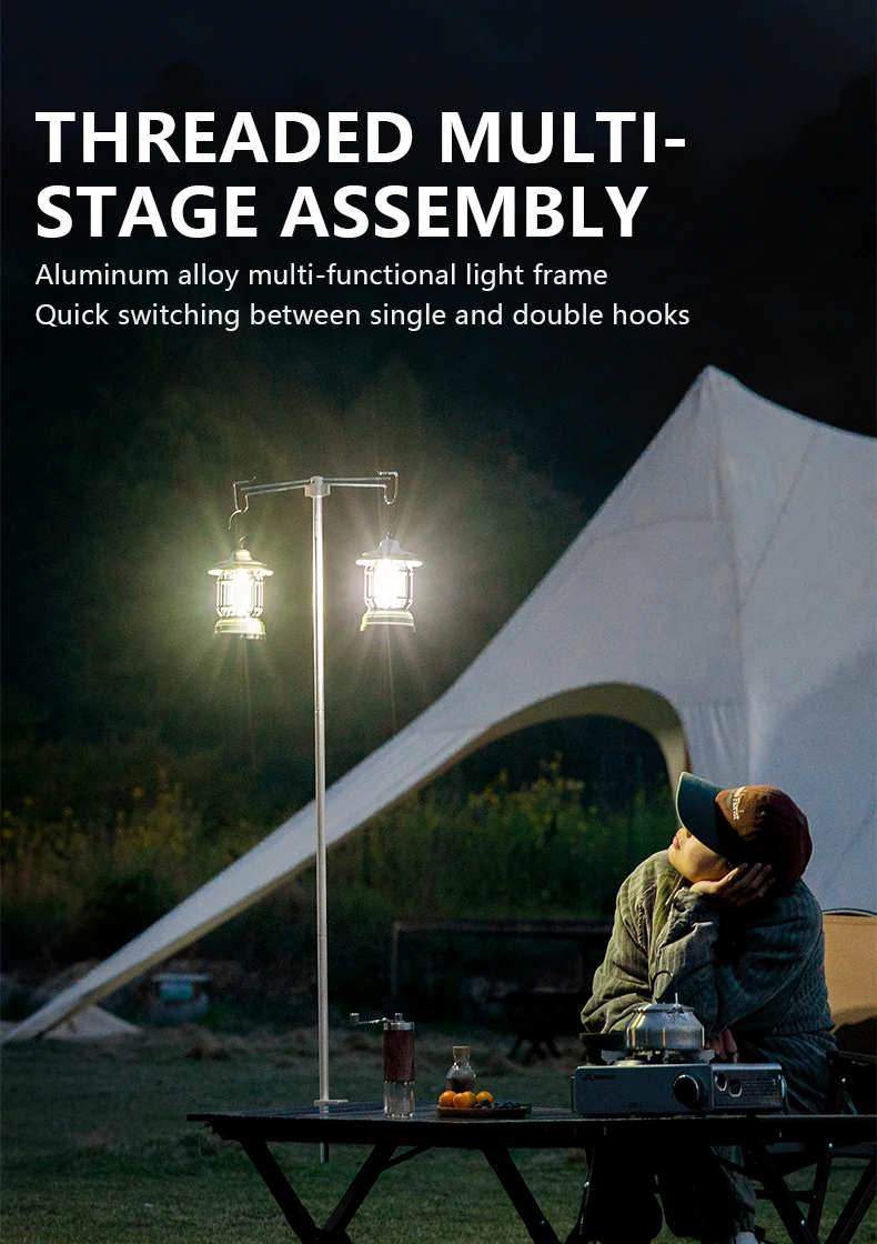 BISINNA Camping-Laternenständer, abnehmbarer Lichtaufhänger aus Aluminiumlegierung, tragbar, leicht, Lampenfassung, Outdoor-Wanderzubehör – Detail 1