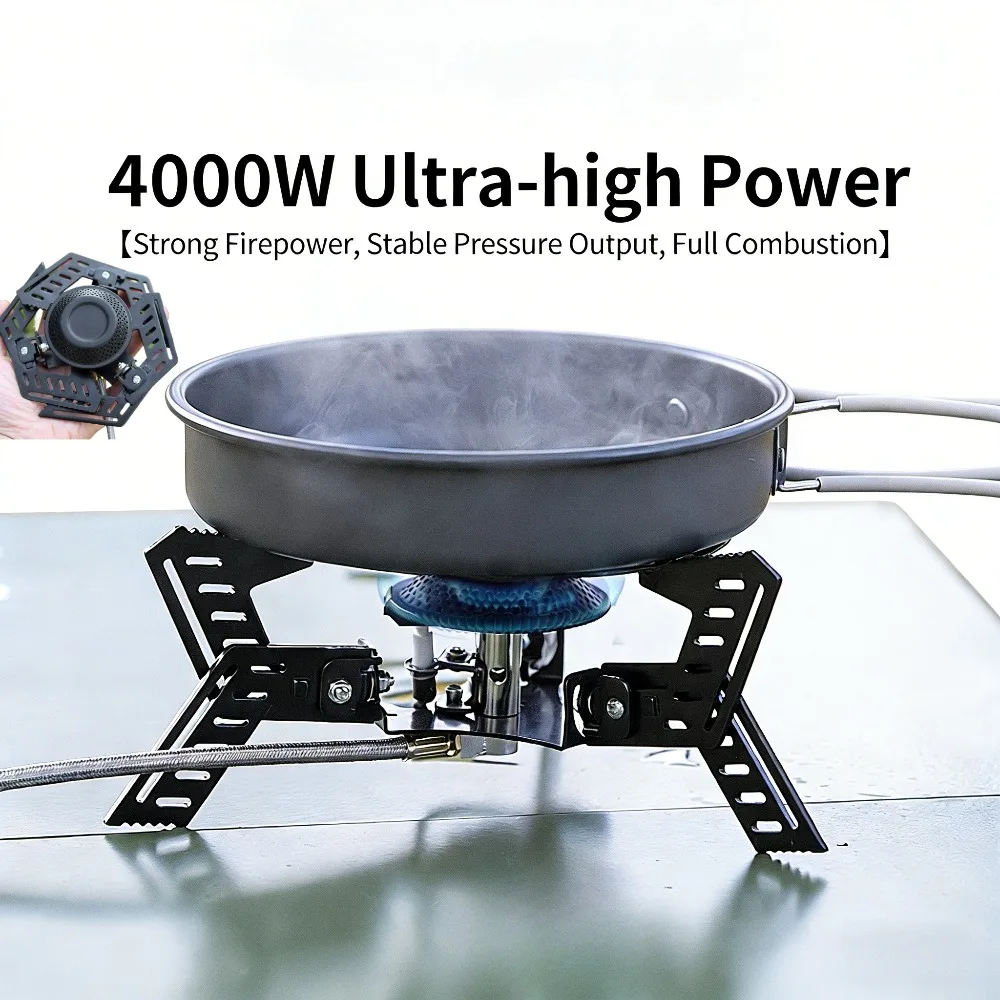 

Portable Camping Gas Stove, Windproof Outdoor Burner, Frying Pan Compatible, Lightweight for Picnic & Hiking