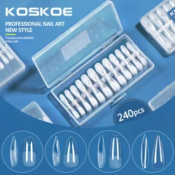 KOSKOE 240 pz/scatola Coffin ovale quadrato unghie finte premere su Semi-smerigliato copertura completa Gel UV chiodo falso gel morbido suggerimenti strumento di estensione