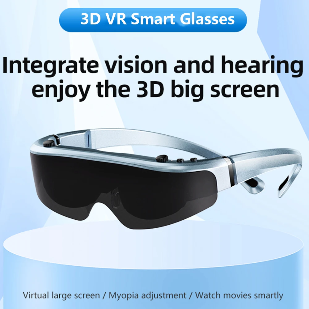 New Upgrade 3D Smart Glasses 120 Inch Virtual Big Screen Thin & Light Video Smart AR Glasses Mobile Cinema for Home Movies Games