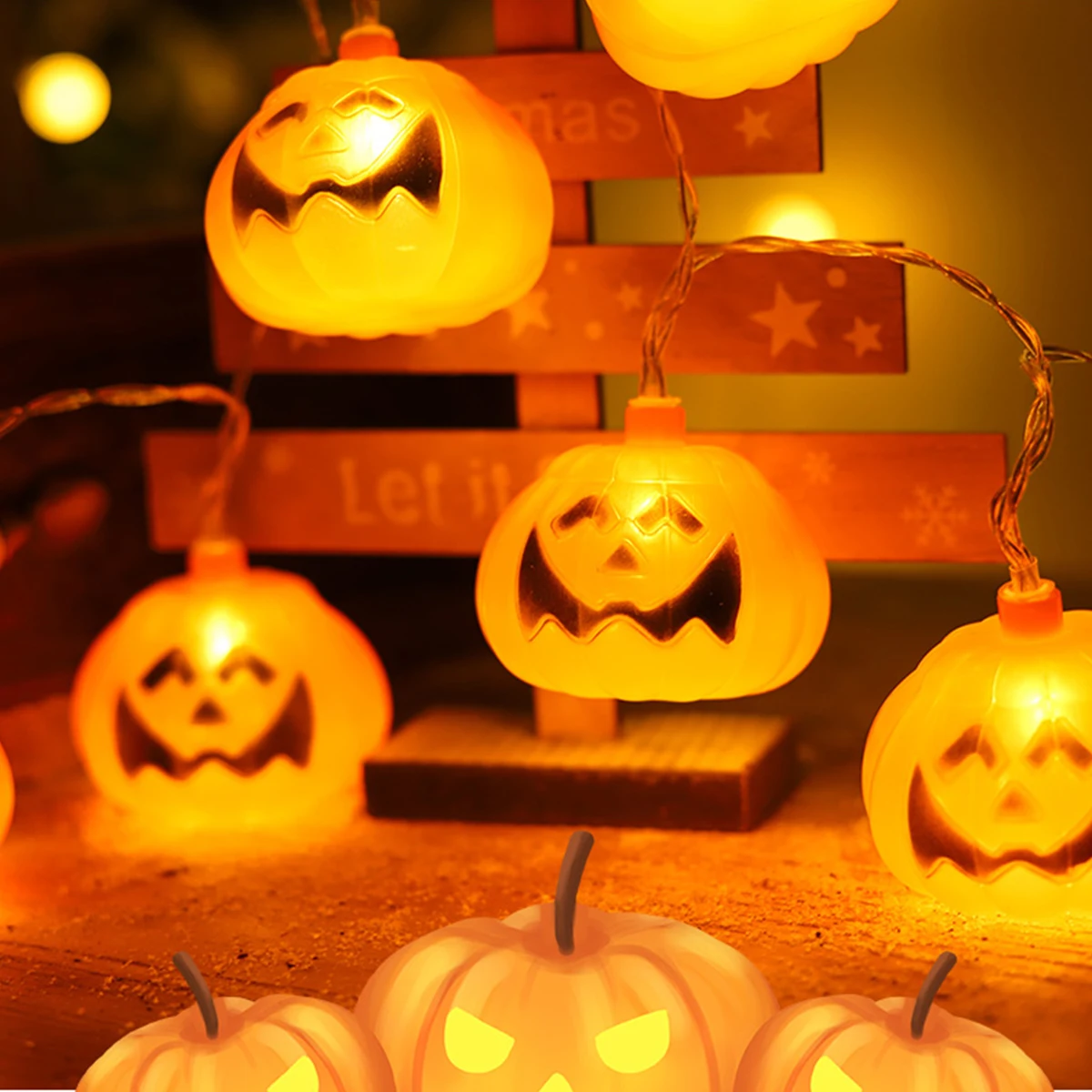 LED Holiday Halloween Pumpkin Lanterns String Light Halloween Party Decoration For Home Horror Party Indoor Fairy Lights