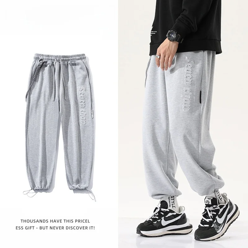 

Новые осенние свободные прямые вельветовые вязаные повседневные спортивные штаны с 3D буквенным принтом, модные брендовые молодежные энергетические штаны