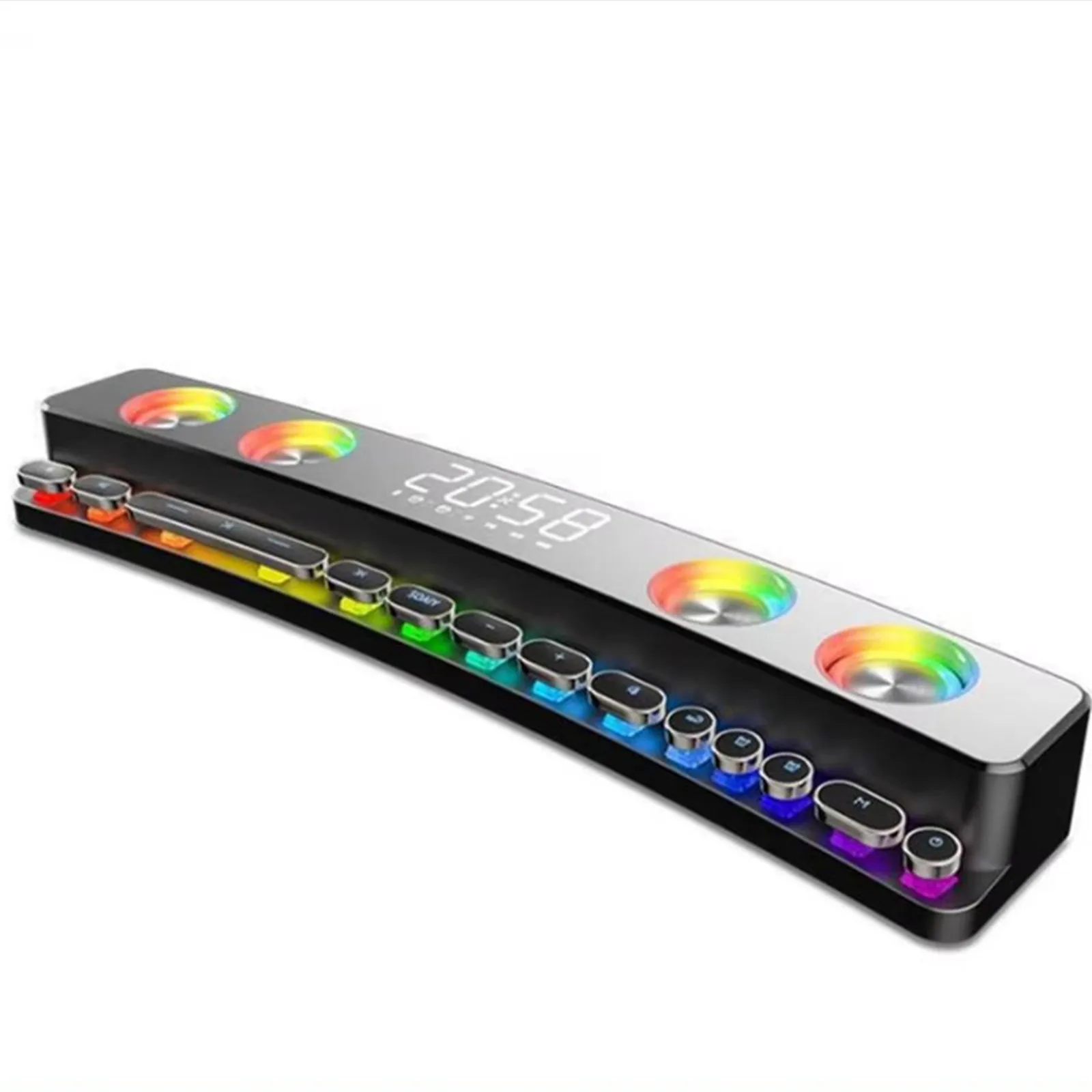 المنزل سمّاعات بلوتوث لعبة الرياضة الإلكترونية مضخم الصوت ثلاثية الأبعاد المحيطي اللاسلكية ساعة الصوت ساعة تنبيه ضوء راديو FM الكمبيوتر الصوت MP3 TF