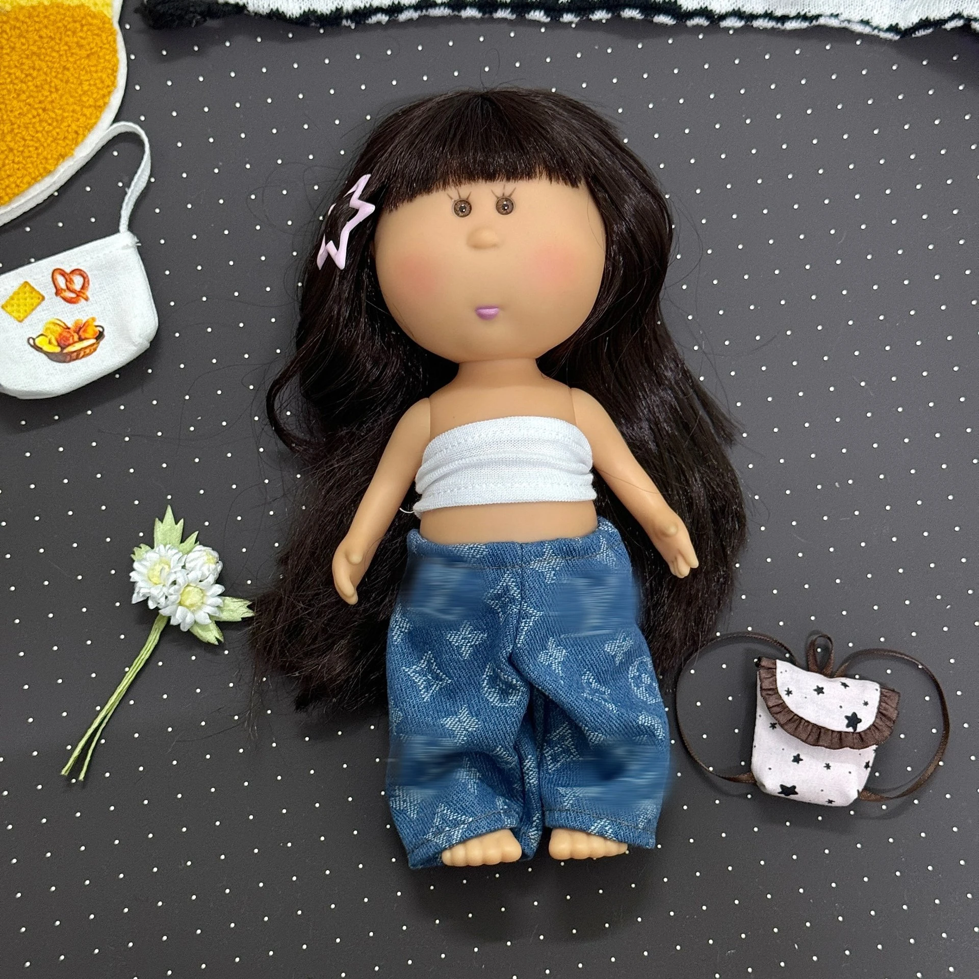 24cmのポテト人形用服:レオパード柄のワイドレッグパンツと - Fashion Y Vintage のレビューと価格