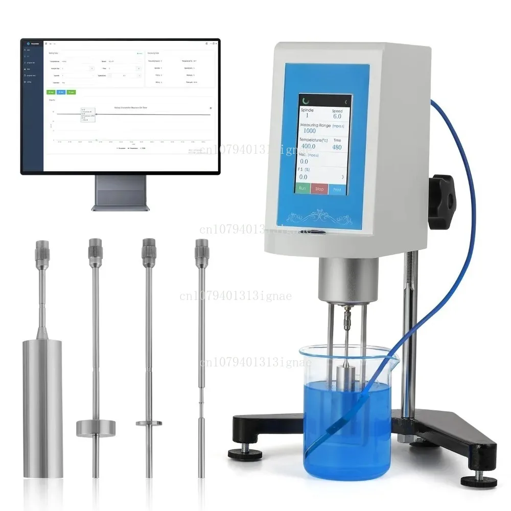 Digital Rotary Viscometer Touch Screen Viscosity Meter 1% Accuracy Lab Viscometers with Data Output and Temperature Probe NDJ-8T