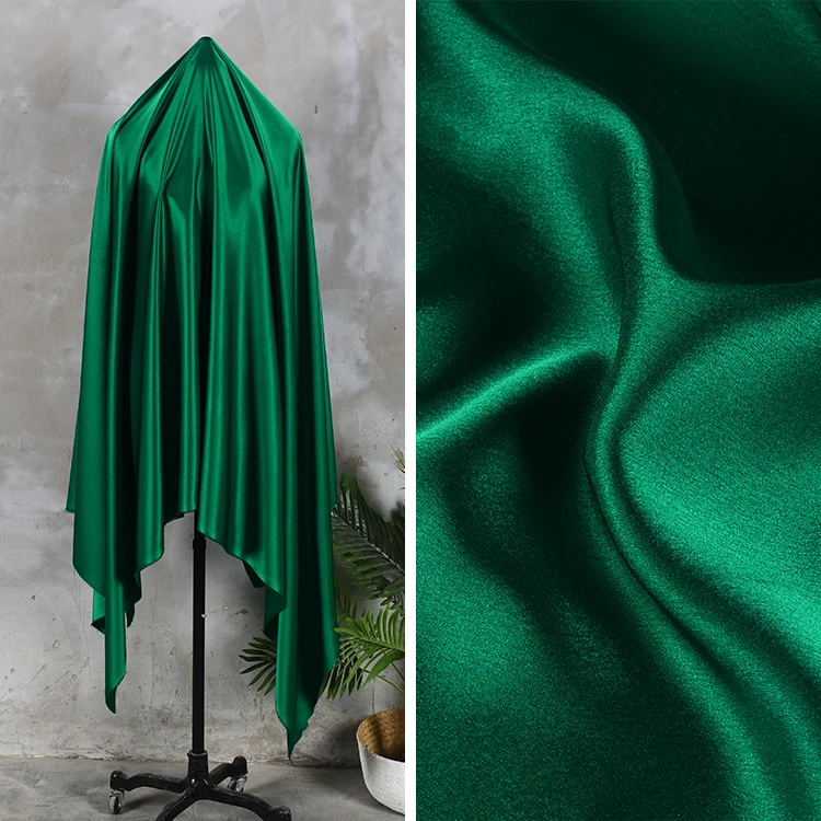 Dark Green Lustrous Double Sided Acetate Satin Fabric Delicate and Silky Silk Satin Skirt Camisole Trousers Dresses