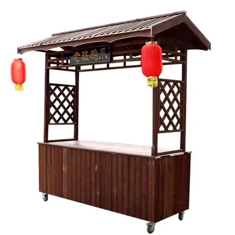 Anti-corrosive wood multi-functional truck night market cart antique float mobile stall snack car