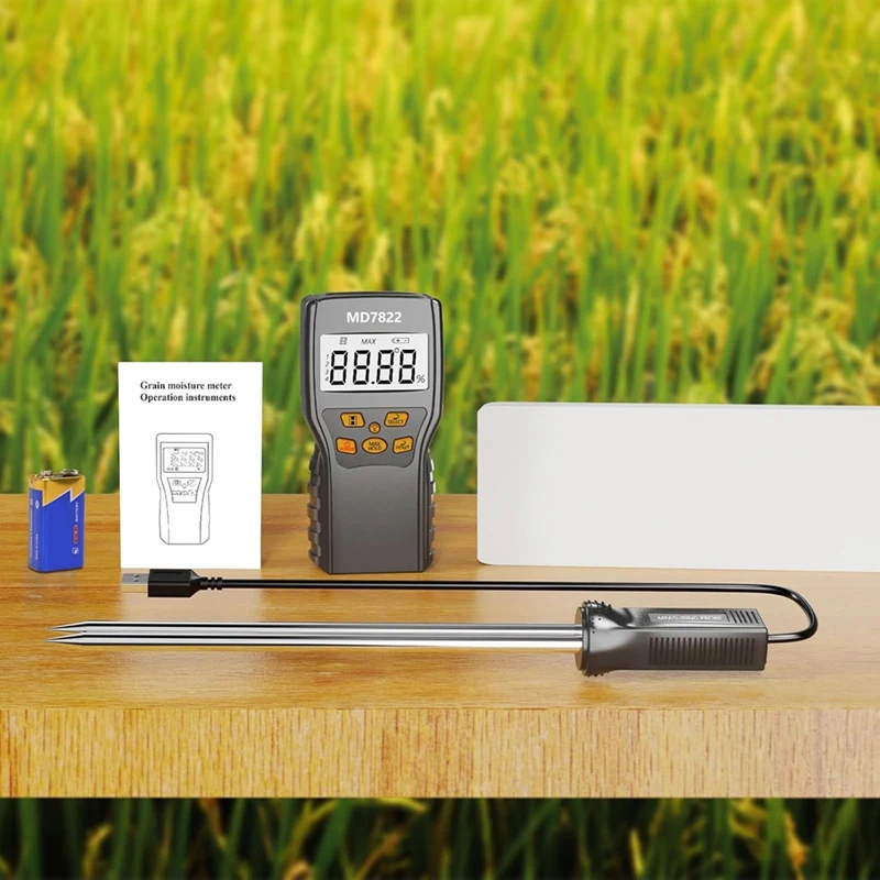 FGHGF-Hay Moisture Tester,Moisture Meter Probe For Hay,Froage Grass, Leymus Chinensis,Alfalfa And Other Hays With Data Storage