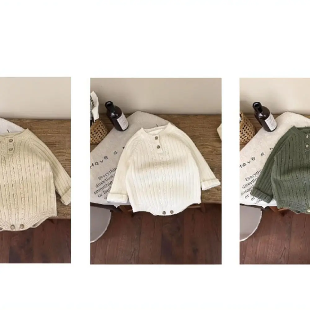 Cotton Knit Baby Romper Long Sleeve Jumpsuit Autumn Winter Korean Fashion Infant Bodysuit Soft Toddler Clothing Apparel