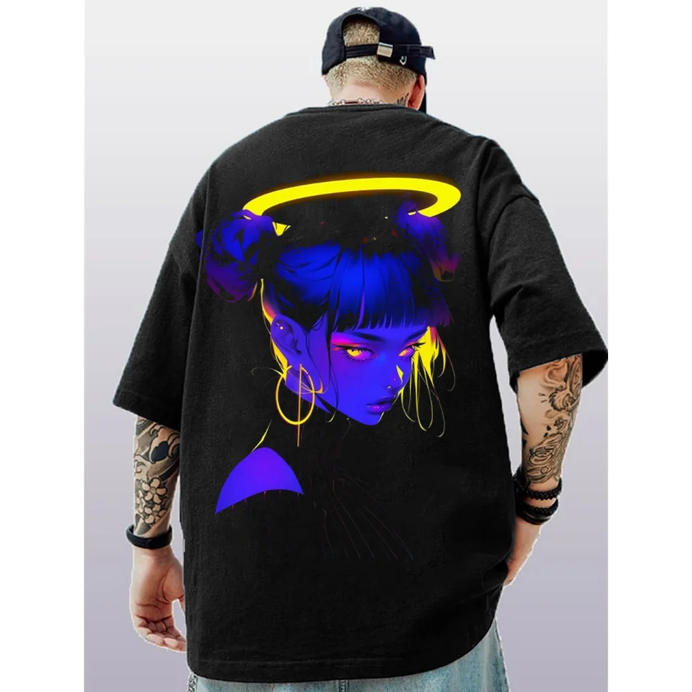 Hip Hop übergroßen 3D-Druck Anime T-Shirt Männer Sommer lässig Top atmungsaktiv lose Männer T-Shirt Retro High Street kurz ärmelig