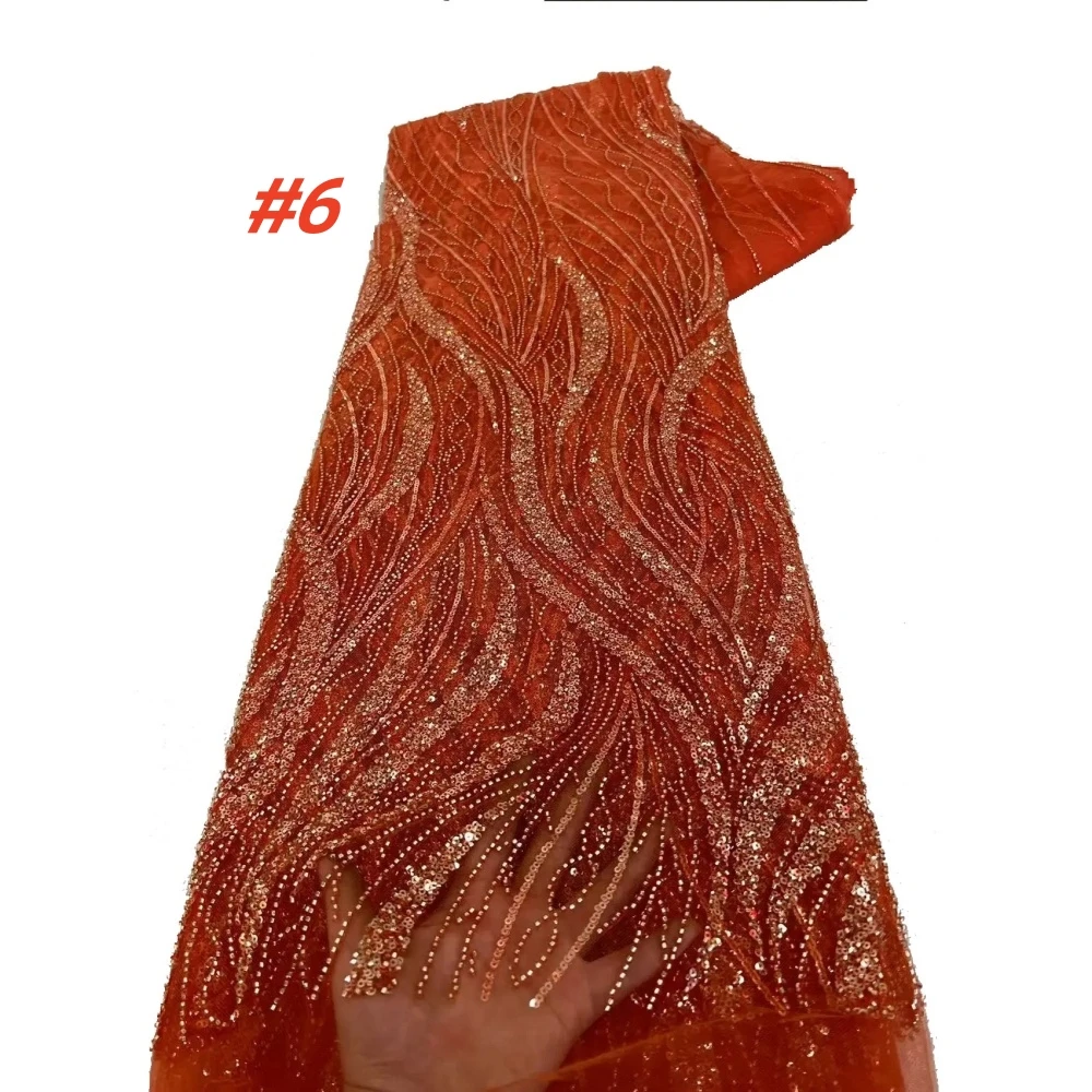Tessuti di pizzo da sposa nigeriano con perline di lusso africano 2025 Tessuto di pizzo francese con paillettes di alta qualità per abiti nigeriani