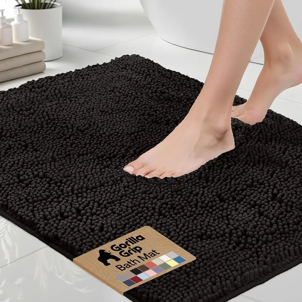 

Soft Absorbent Chenille Bath Rug Mat 30x20, Quick Dry Microfiber with Rubber Backing, Washable Shower Floor Rugs for Home Decor