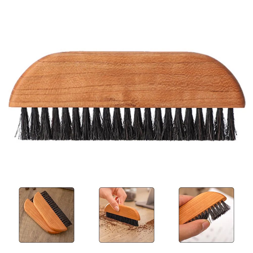 Coffee Maker Cleaning Brush with Thick Round Wood Handle and Dense Bristles for Espresso Machines and Grinders